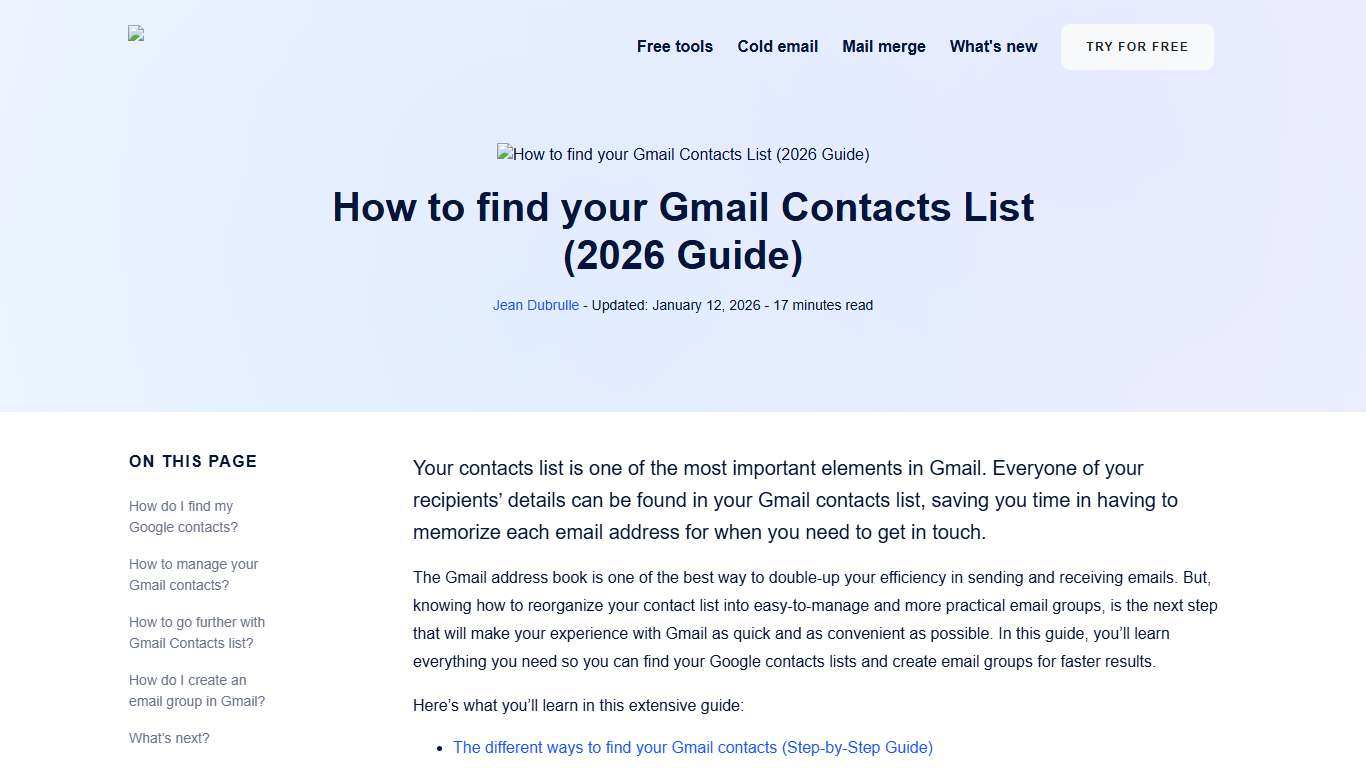 How to find your Gmail Contacts List (2026 Guide)
